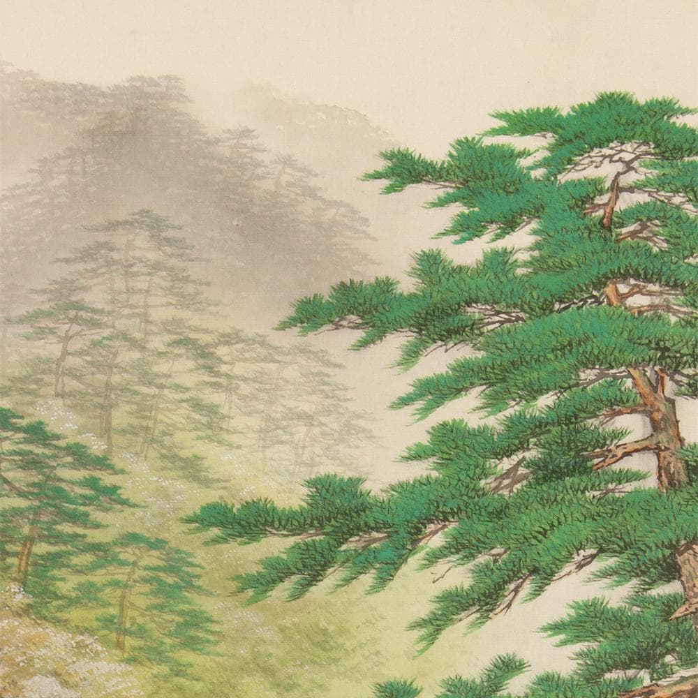 掛軸 日本画 松生春山人「春の嵐峡」共箱 元日府展理事 青龍会会員