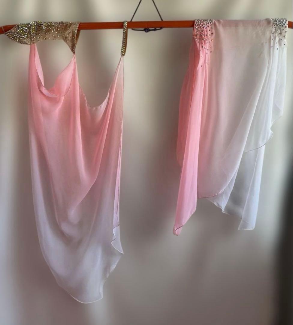 社交ダンス　パーティー　スタンダードドレス　ライトサーモンピンク　S 〜SM