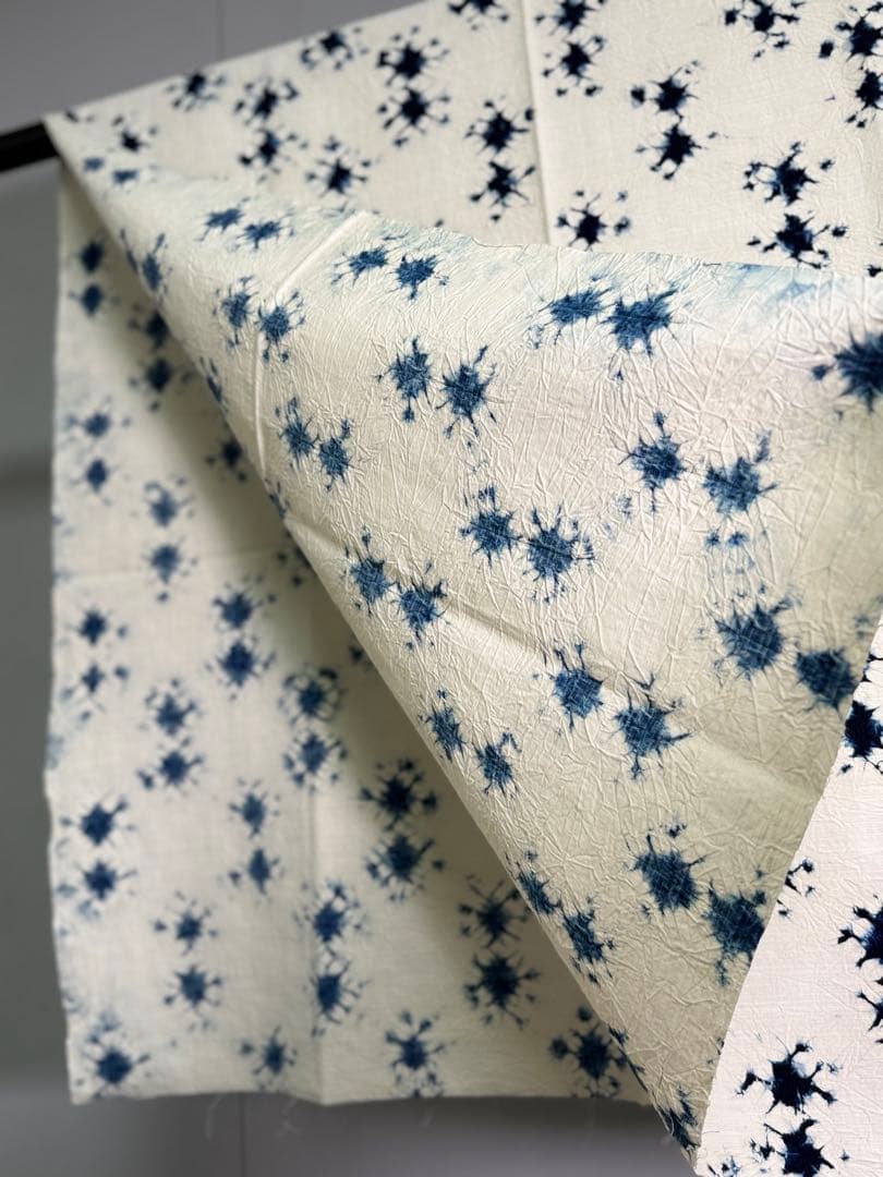 N35「有松鳴海絞り」藍染作家 片野かほり 国産天然藍染 個展出品作品布 古布