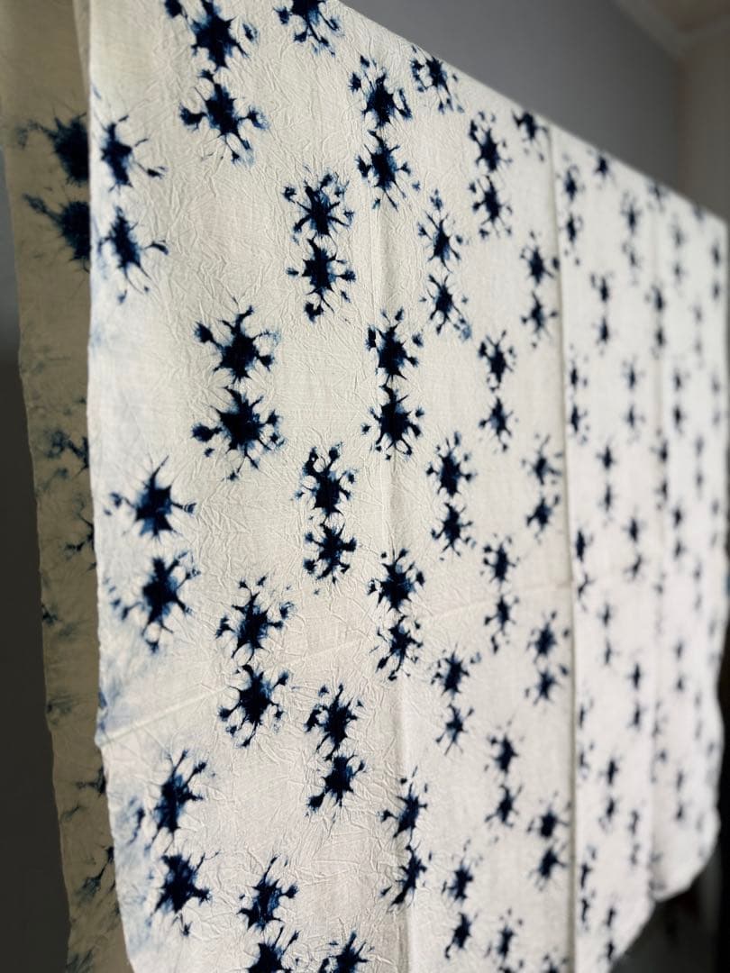 N35「有松鳴海絞り」藍染作家 片野かほり 国産天然藍染 個展出品作品布 古布