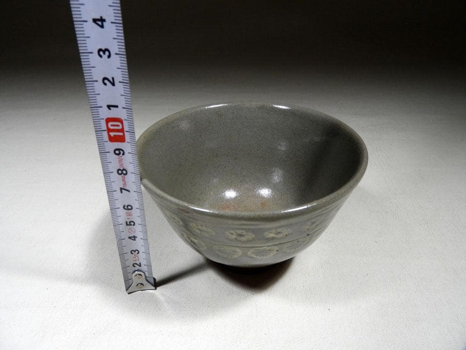 ●貴重 肥後 八代焼 高田焼 唐津焼 切高台 抹茶 茶碗 茶道具 合箱 径12㎝