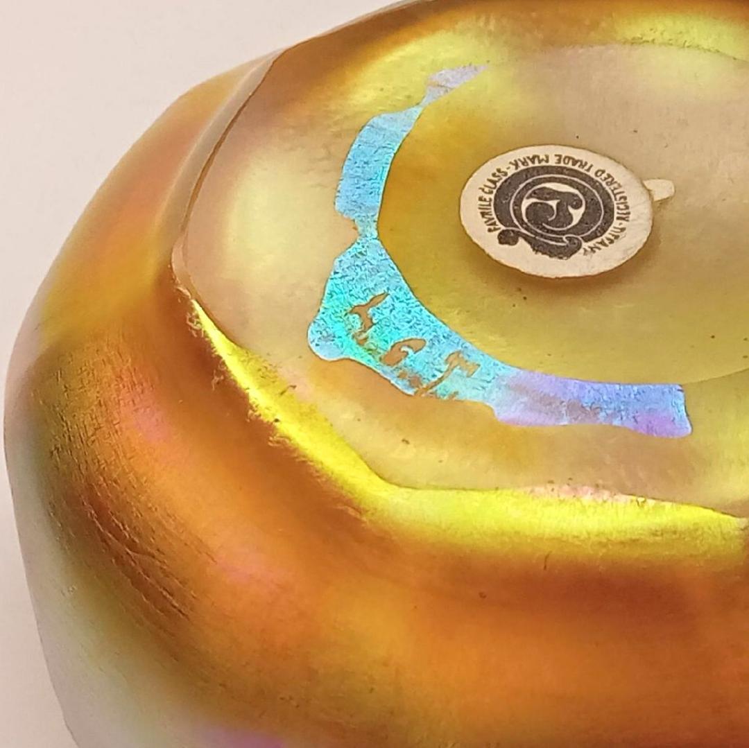 ルイスCティファニー 紙ラベル付きソルトセラー ファブリルガラス q82 b