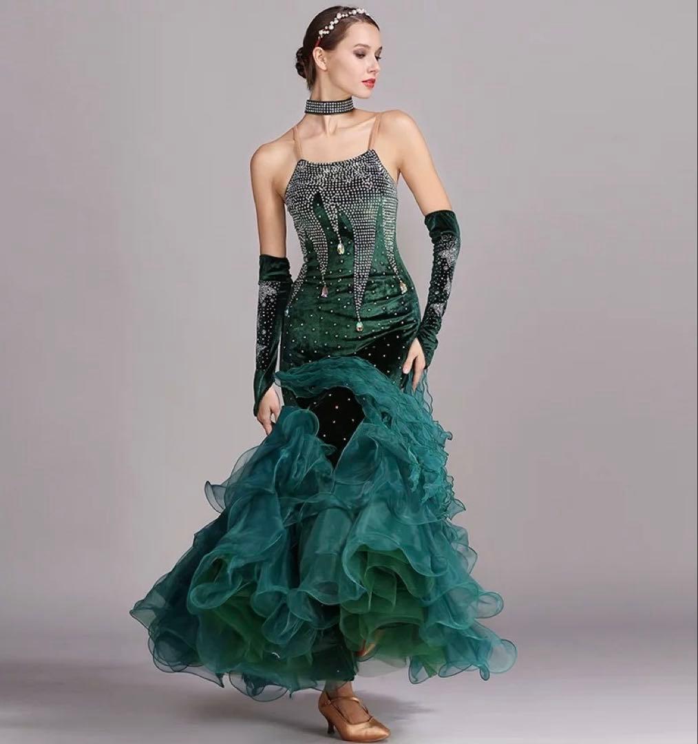 社交ダンスドレス（赤・緑・黒）