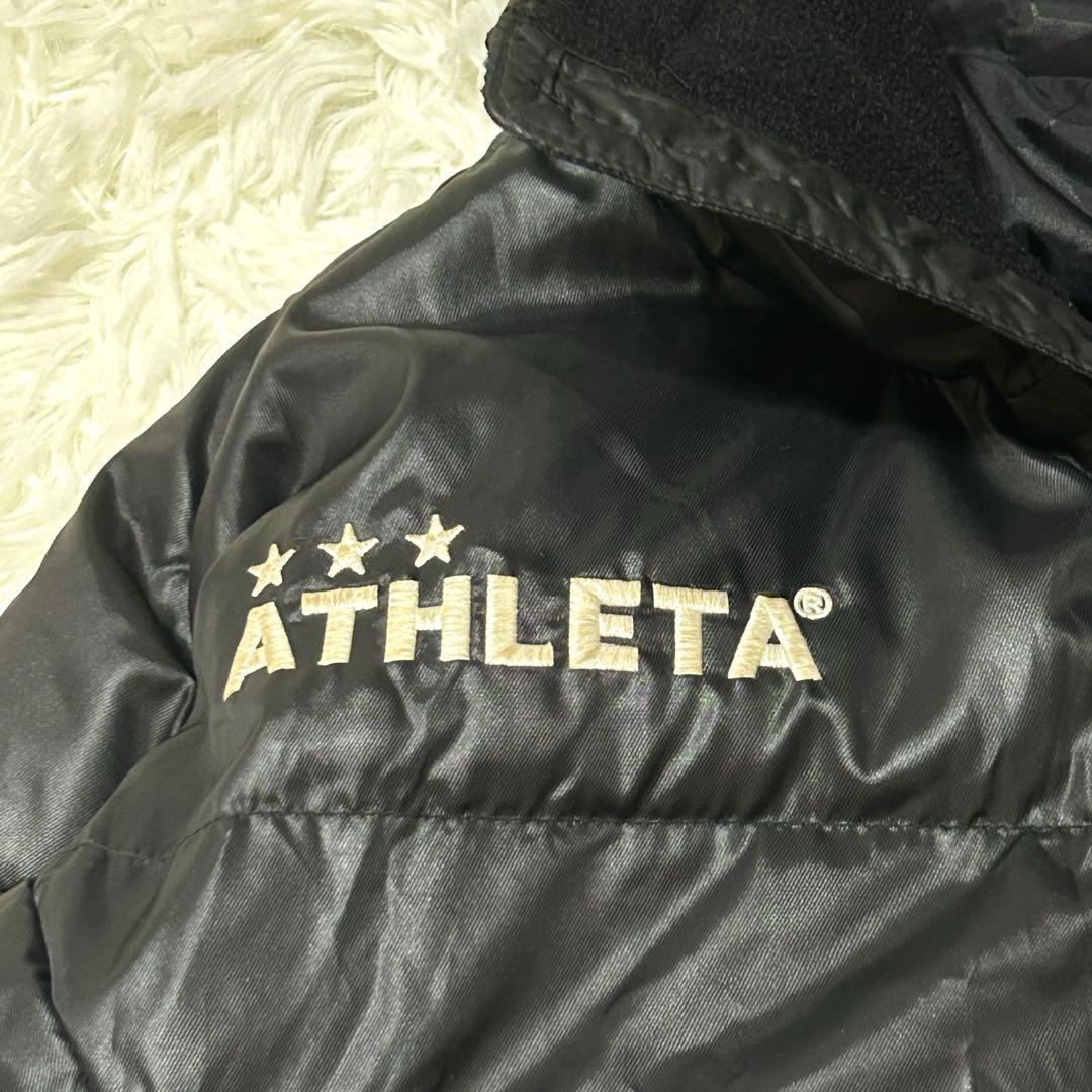 良品★アスレタ〔130〕キッズ ベンチコート フード付 ダブルジップ 黒