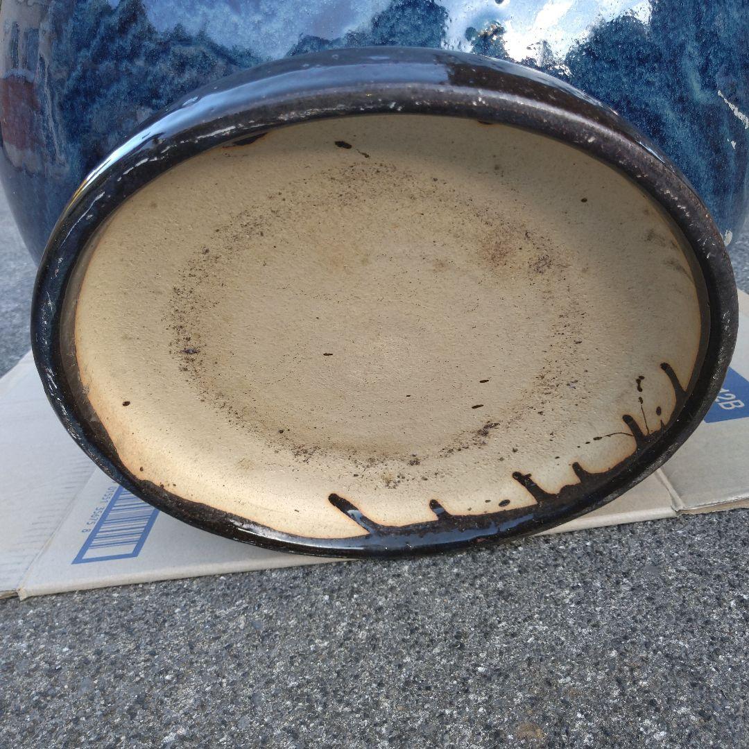 青 ビードロ 火鉢 めだか鉢 金魚鉢