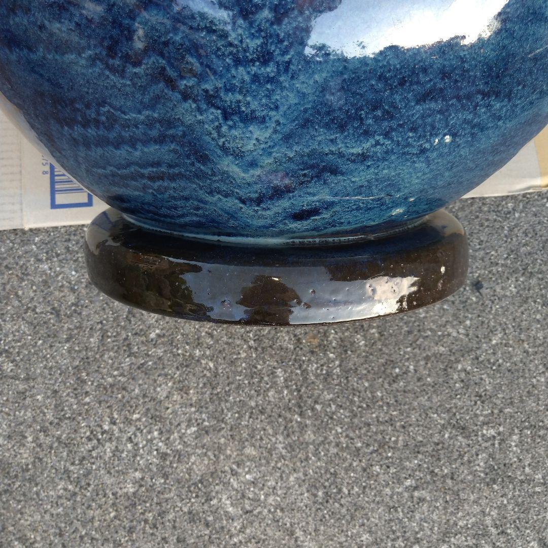 青 ビードロ 火鉢 めだか鉢 金魚鉢