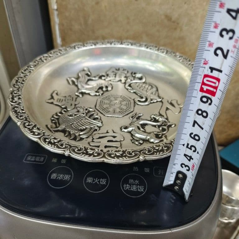 銅 細工 四大神獣盤 皿 聚宝盆 装飾品 工芸品 美術品 置物