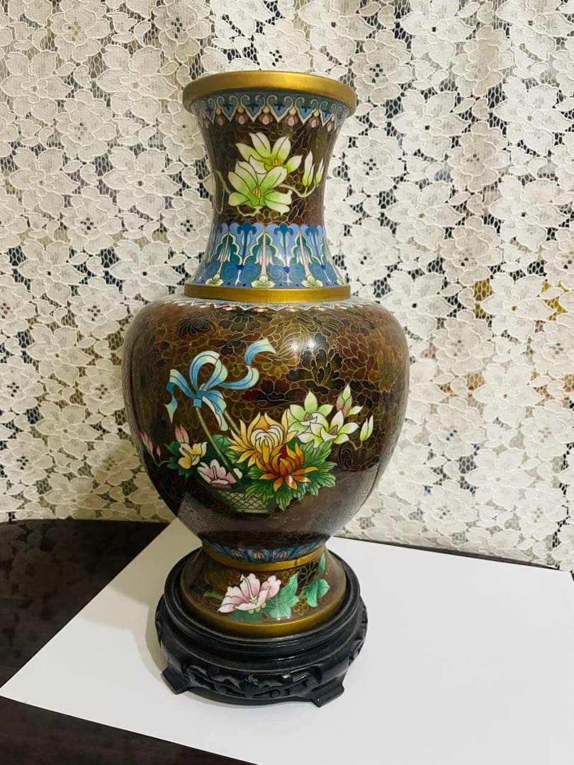 中国七宝焼　大きめの花瓶