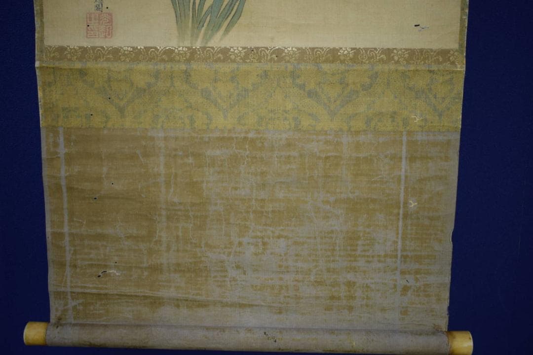 真作/土佐光起/水仙図/布袋屋掛軸HJ-288