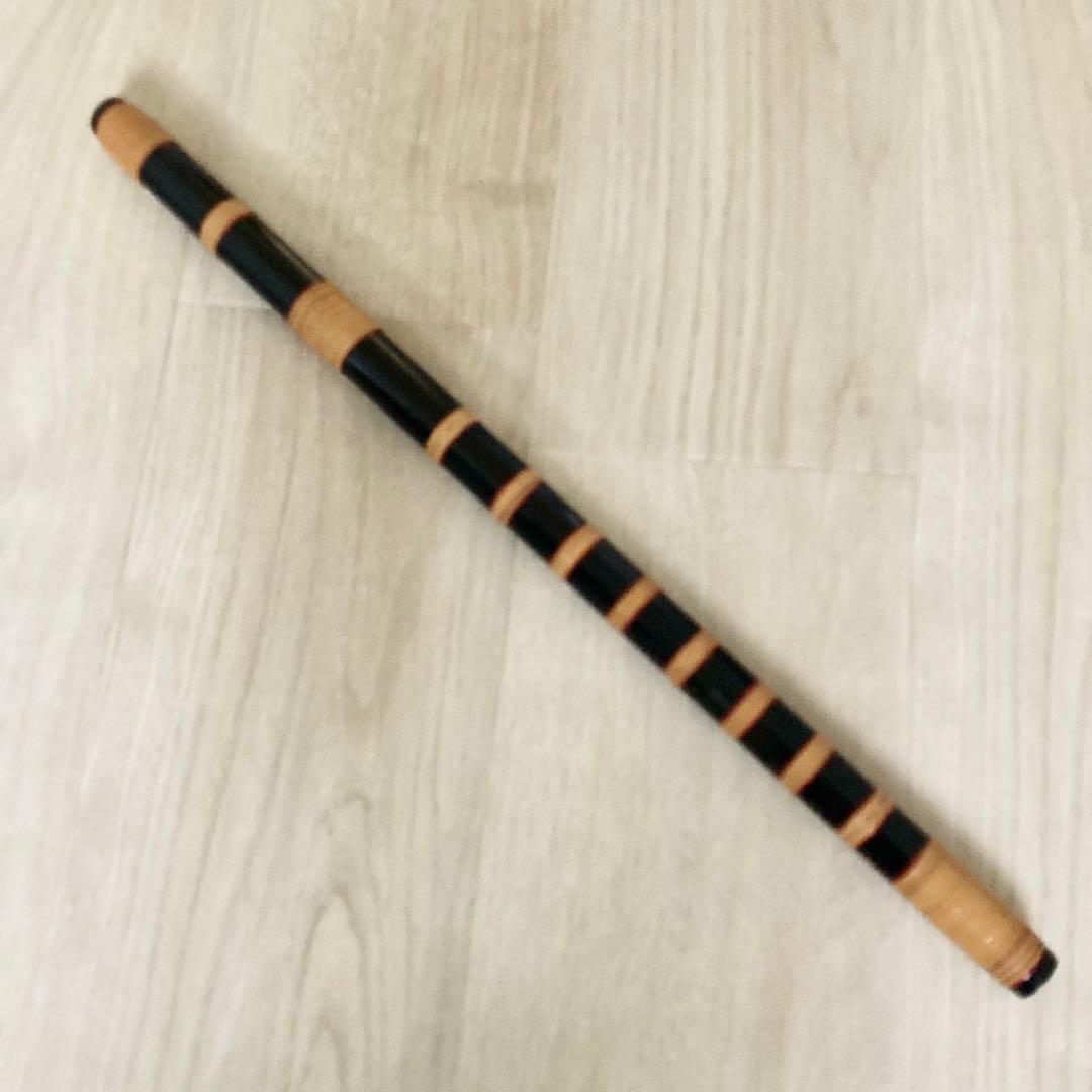【美品】篠笛 古典調 三本調子 獅子田 大岡紫山 七つ穴 黒塗 籐本重巻