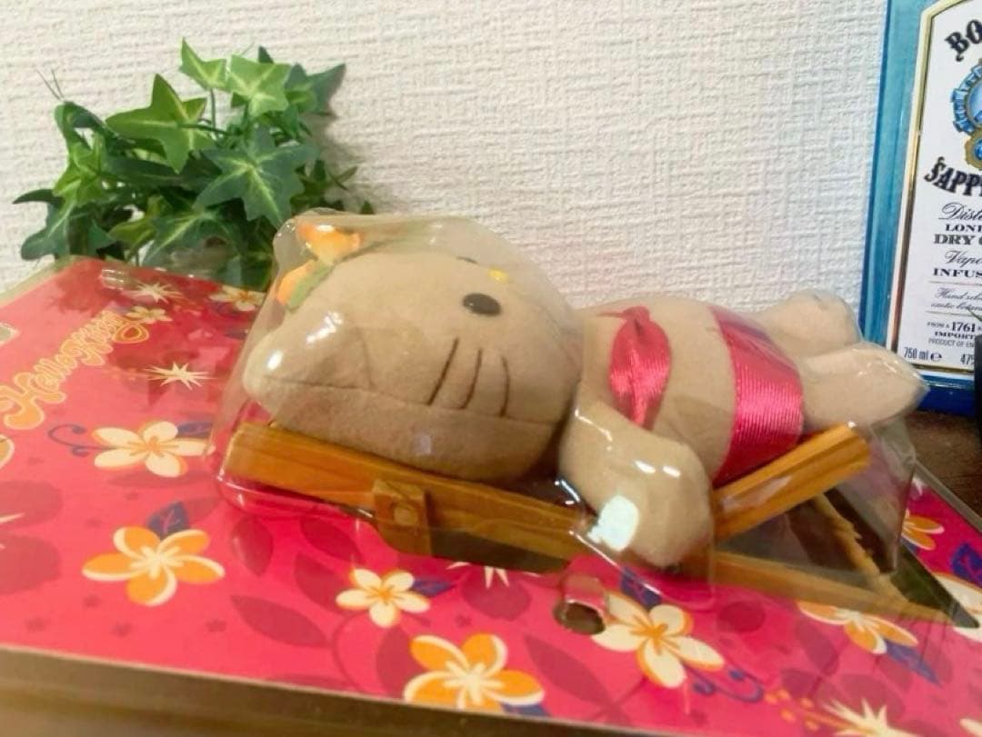 【激レア】日焼けキティ　ハワイ　ハイビスカス　チェアー　ぬいぐるみマスコット