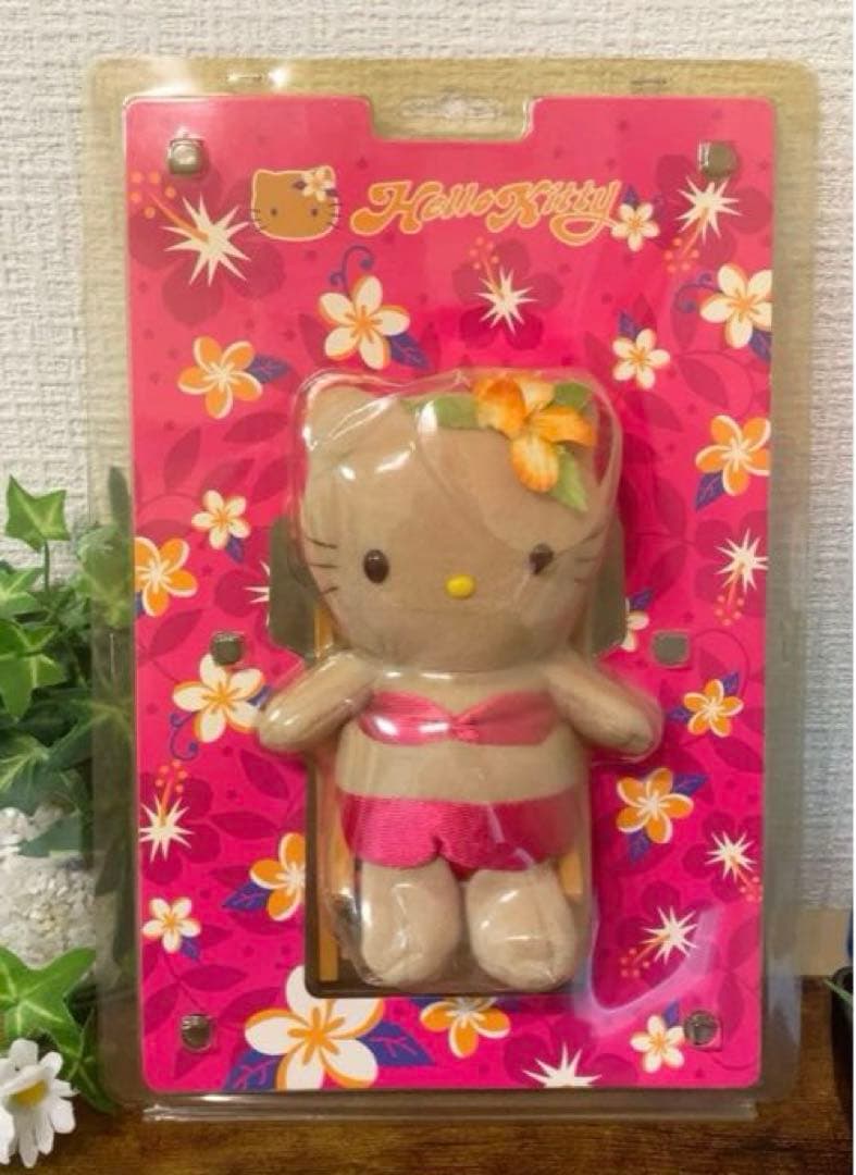 【激レア】日焼けキティ　ハワイ　ハイビスカス　チェアー　ぬいぐるみマスコット