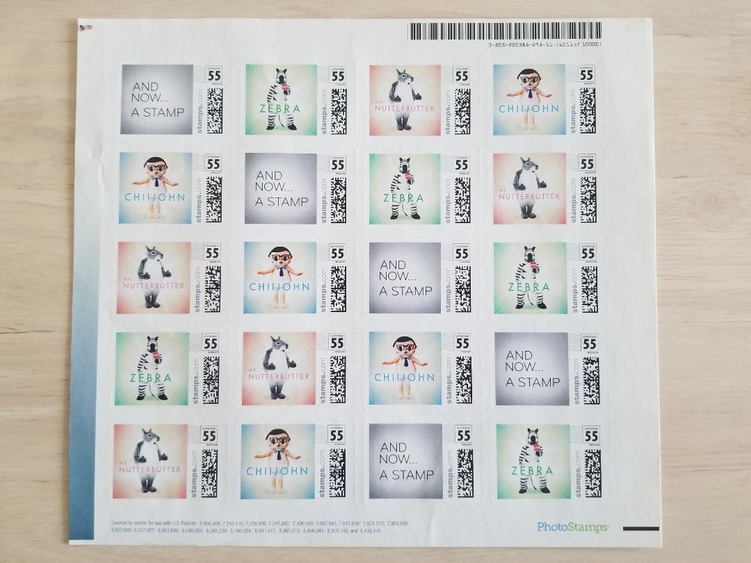 外国切手(未使用)　Zebra Chiijohn 55セント 20枚セット