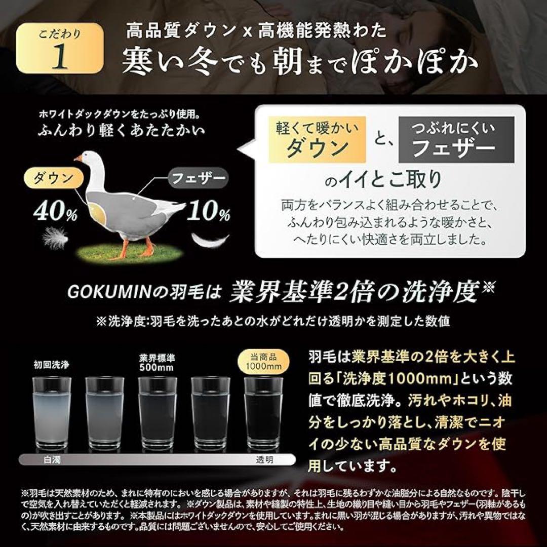 GOKUMIN 寝袋 シュラフ 冬用 マミー型 使用下限温度-15℃まで ダウン