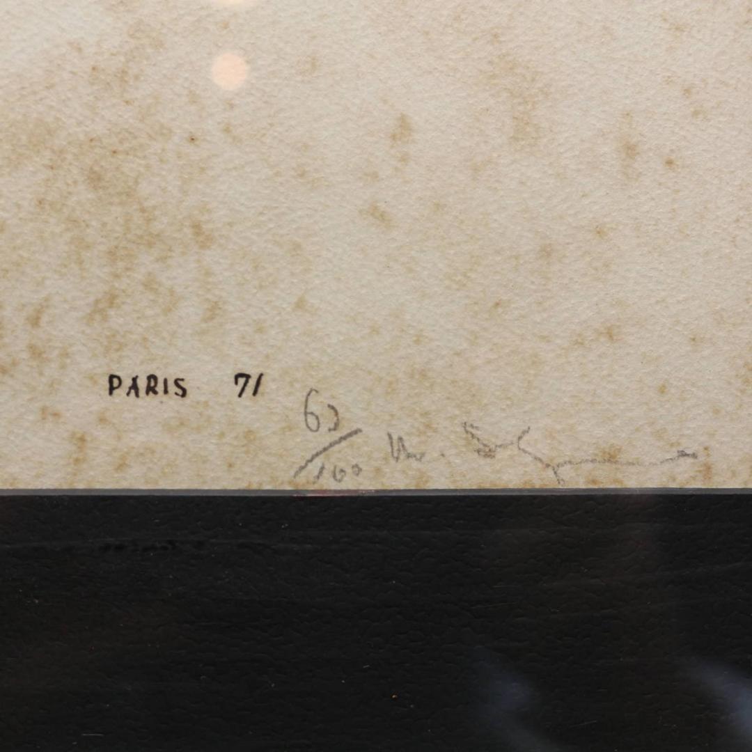 『PARIS』作者不詳 リトグラフ 石版画 直筆サイン パリの風景 ヴィンテージ