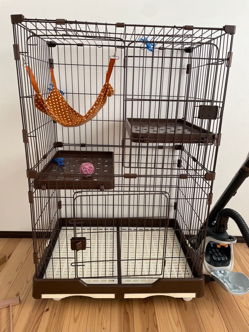 【美品】猫用キャットケージ 中型 ハンモック付き