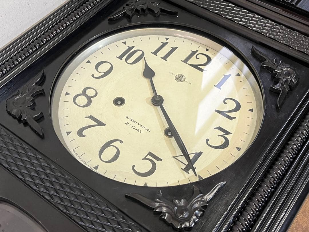 レトロなAICHIの大時計 木製ゼンマイ時計 古時計 掛時計