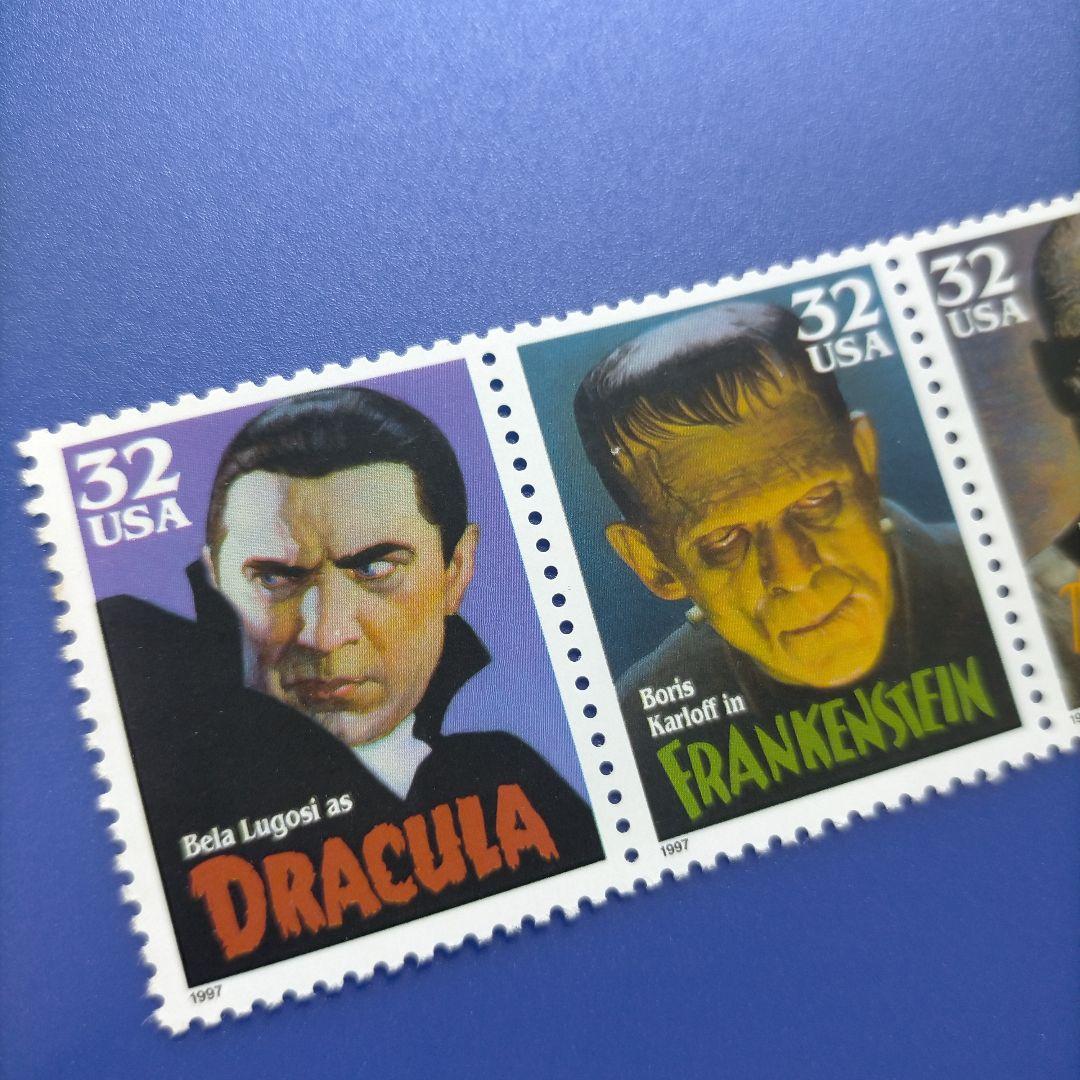 3623 外国切手 アメリカ 1997年 クラシック映画モンスター 妖怪 5連刷
