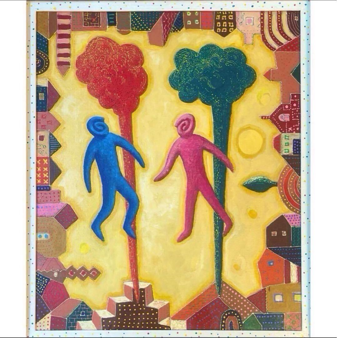 綿引明浩 無題 油彩 抽象画 20号 大作 サインあり 東京藝術大学院卒 一点物