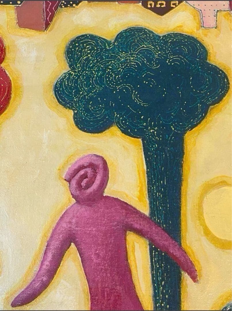 綿引明浩 無題 油彩 抽象画 20号 大作 サインあり 東京藝術大学院卒 一点物