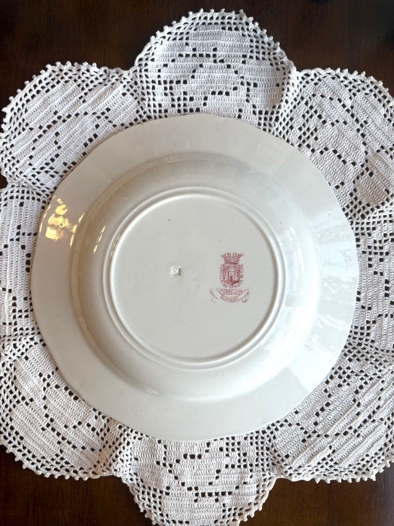 フランスアンティーク　ディナープレート　ローズパニエ　花籠　オリーブ　ジアン　③