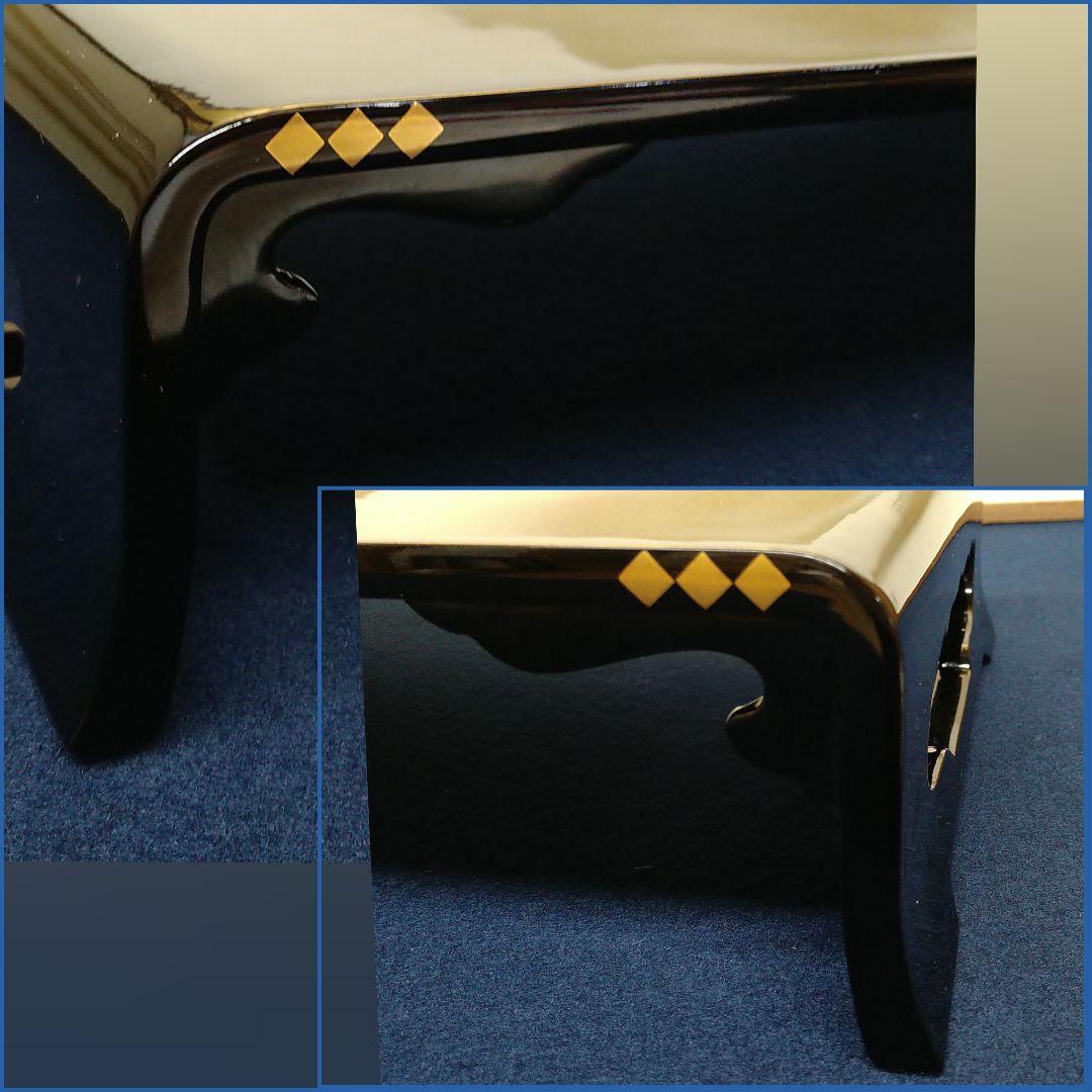 AG69 輪島塗 平卓 縁金 菱紋 花菱紋 木製黒漆 花台 香炉台 盆栽台