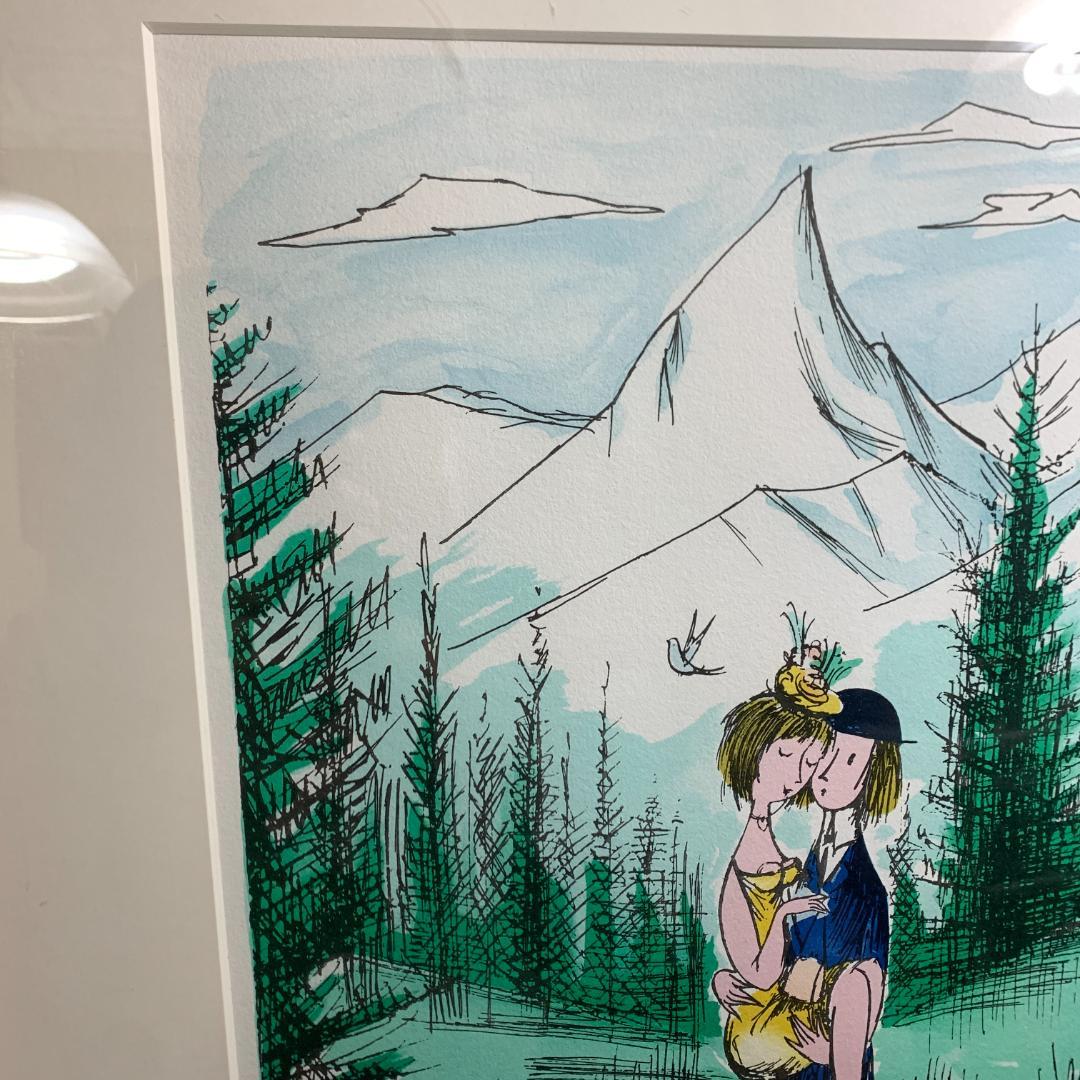 レイモン・ペイネ Raymond Peynet 湖上の恋リトグラフ サイン有