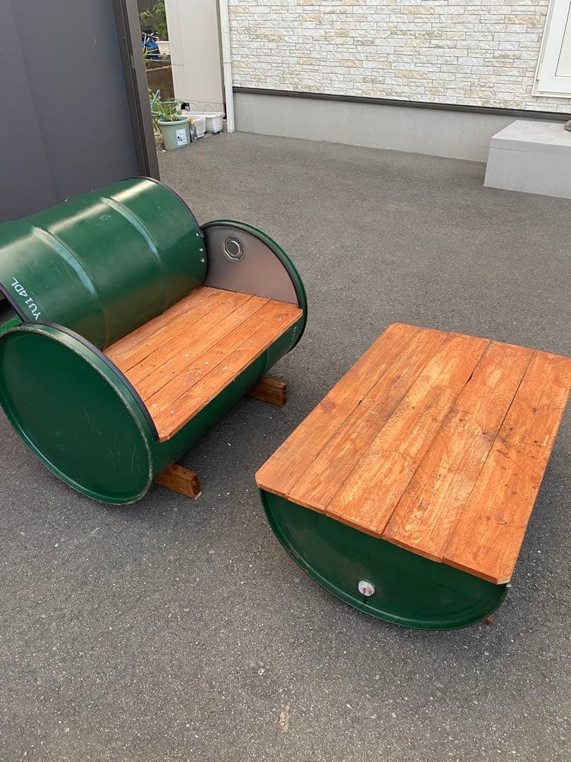 ドラム缶デザイン テーブルチェアセット