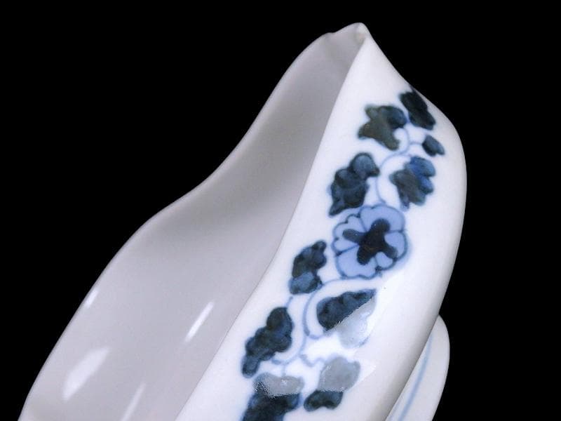 平戸　古伊万里　染付　岩に松の図　富士型変形皿　B354AS-DCk