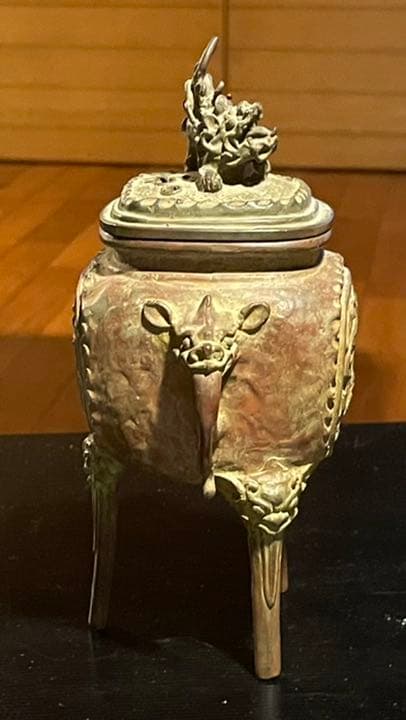 高岡銅器　獅子香炉　二上常太郎（号 元威）