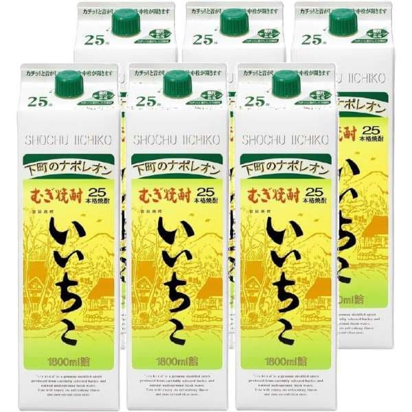 いいちこ 麦焼酎 25度 1800ml パック ６本