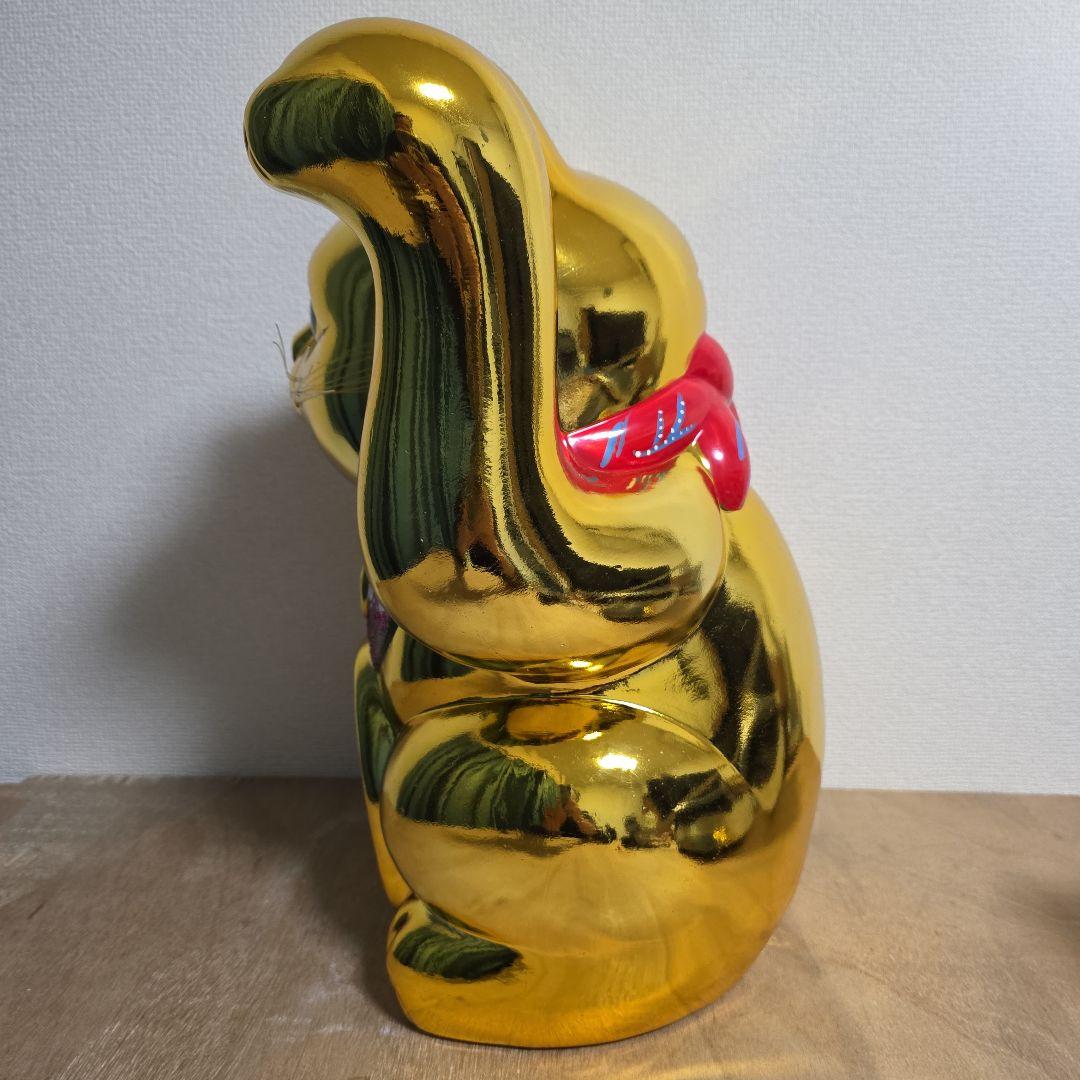 招き猫 陶器製 13号 金