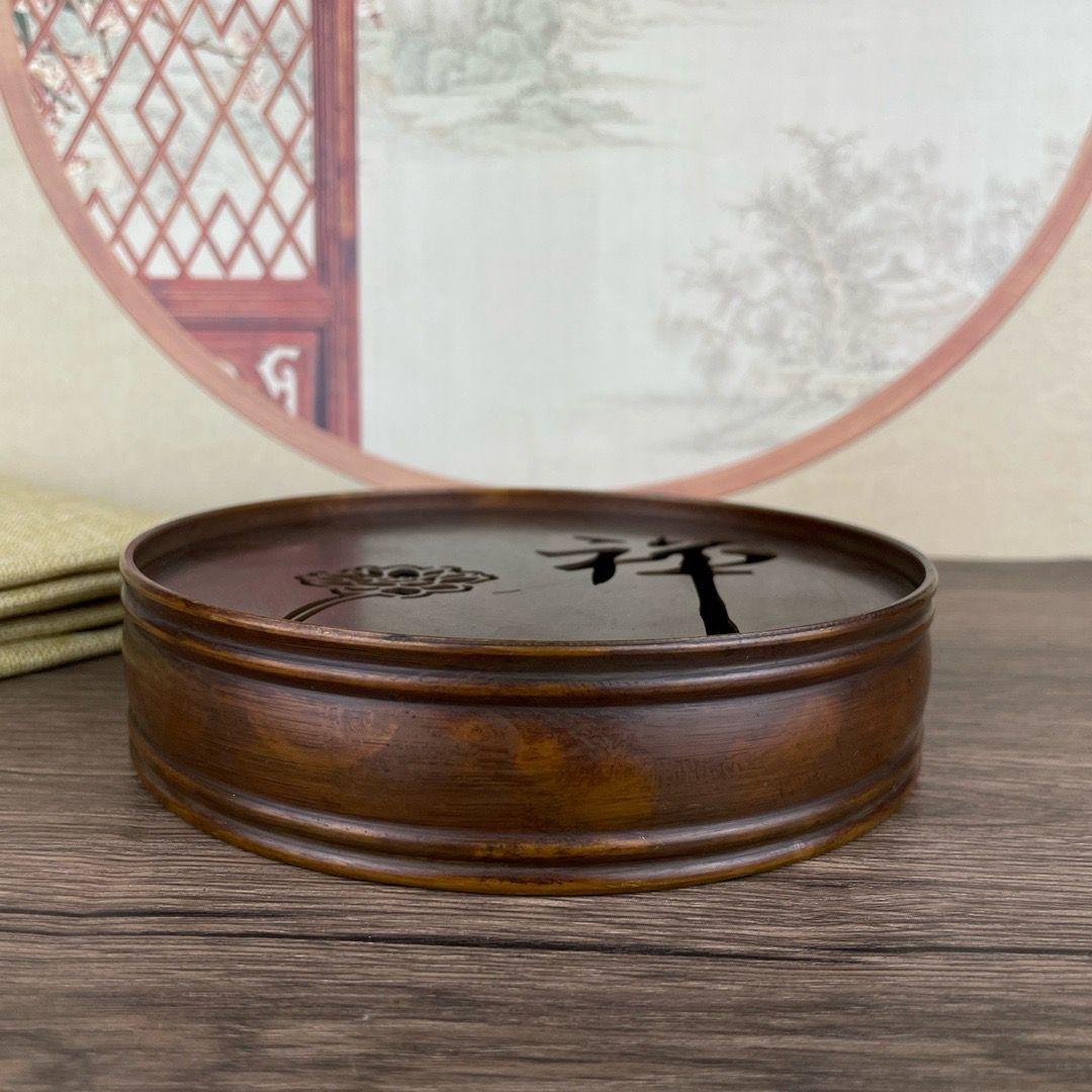 銅製 禅意茶盤 茶洗 茶台 貯水盆 茶道具 装飾品 工芸品 置物