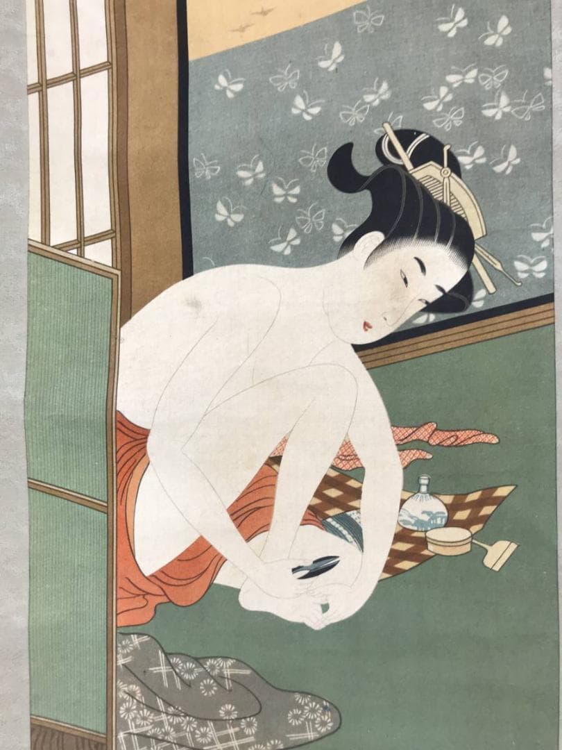 【複製】鈴木春信/浮世絵美人図/美人画/工芸品/掛軸/名家伝来/AC-546