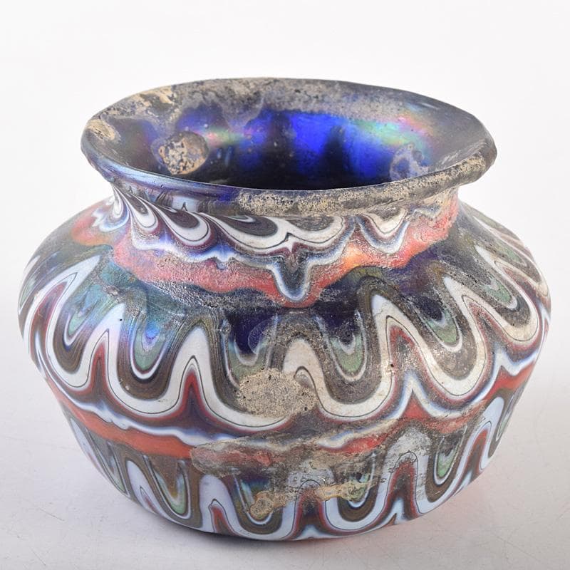 アンティーク　古代　ベネチアンガラス　ローマン硝子　古壷　V　R7612