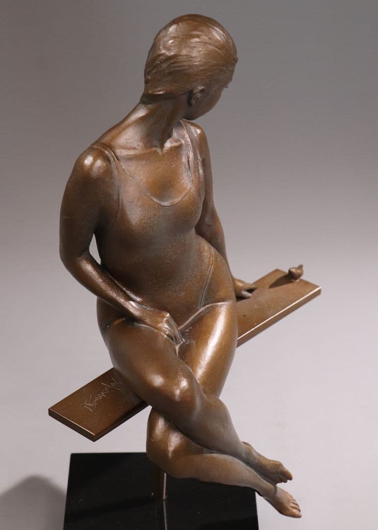 大道寺光弘「透明の時」ブロンズ像 銅像 高36㎝ 女性 洋風 置物 MA43