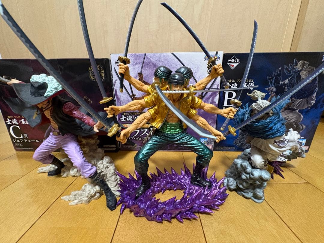 【箱あり】ワンピース 一番くじ 魂豪示像　ゾロ(ラストワン)　ミホーク　リューマ