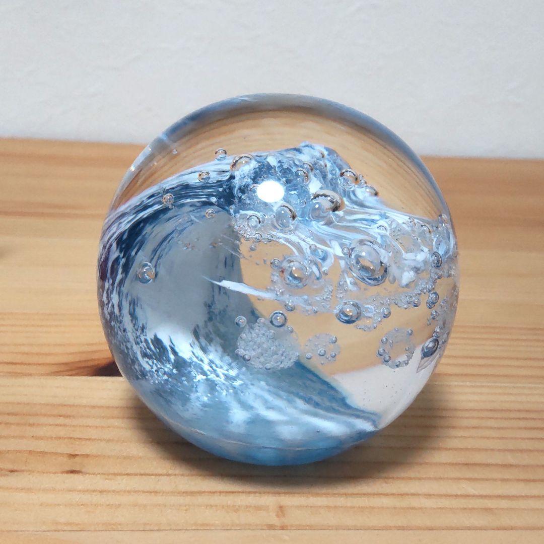 野口硝子  日本歳時記  宙吹きガラス  ペーパーウェイト  直径約7cm