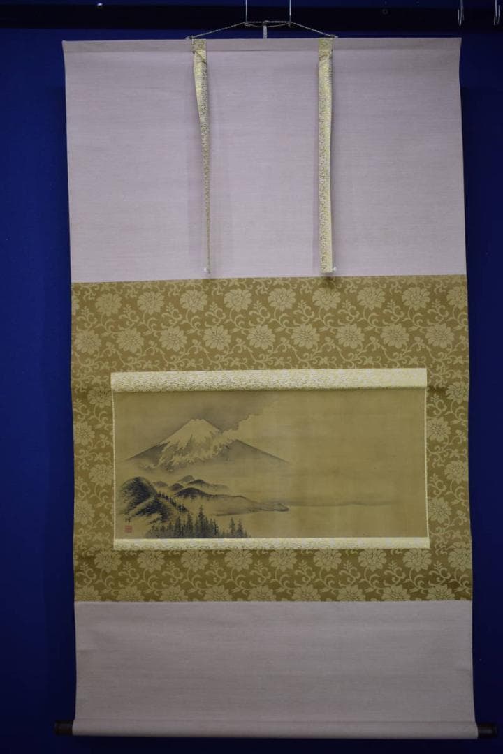 真作/中林竹洞/富士山水図/横物/大幅/布袋屋掛軸HJ-844