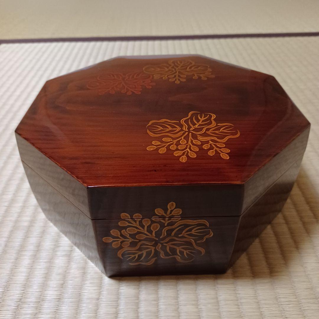 踊桐蒔絵　松溜塗　八角　食籠　平安　満樹　作　　桐箱有　表千家　茶道具　漆器　④