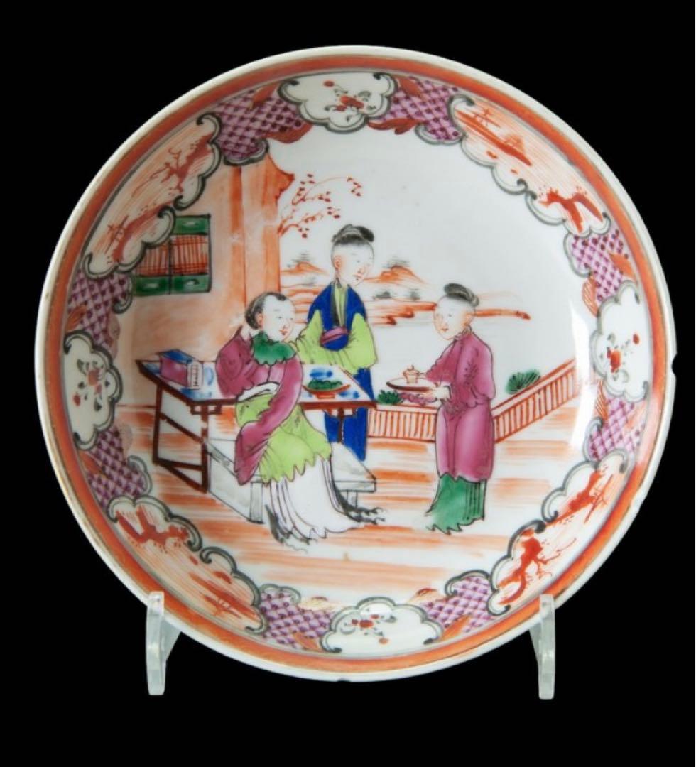 中国古美術品　清の乾隆時代　粉彩人物茶碗セット　ティカップ