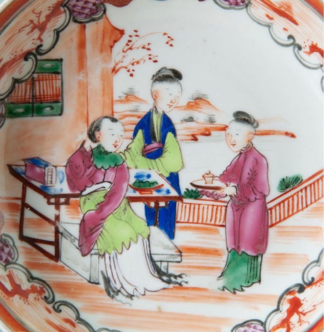 中国古美術品　清の乾隆時代　粉彩人物茶碗セット　ティカップ