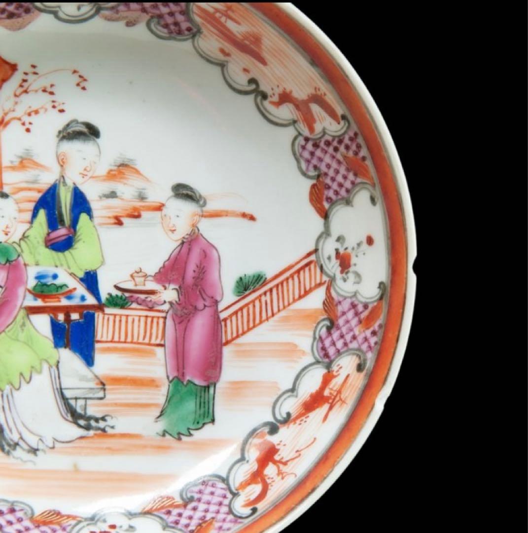 中国古美術品　清の乾隆時代　粉彩人物茶碗セット　ティカップ