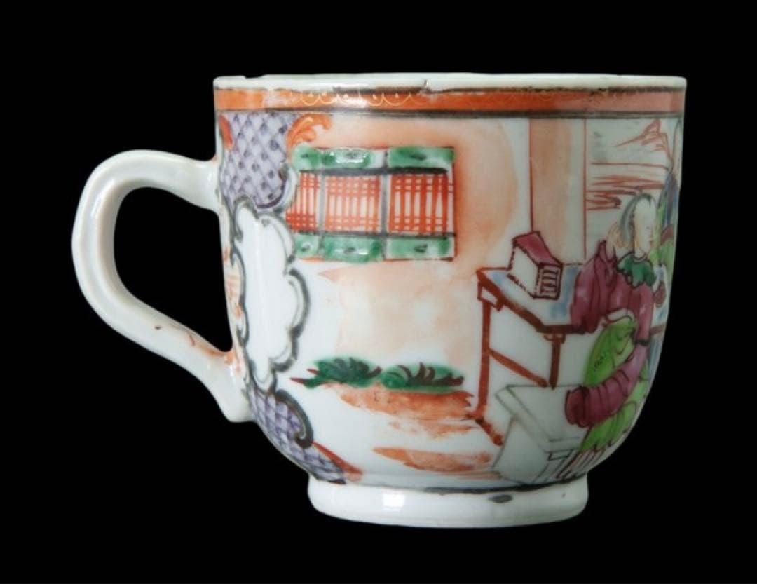 中国古美術品　清の乾隆時代　粉彩人物茶碗セット　ティカップ