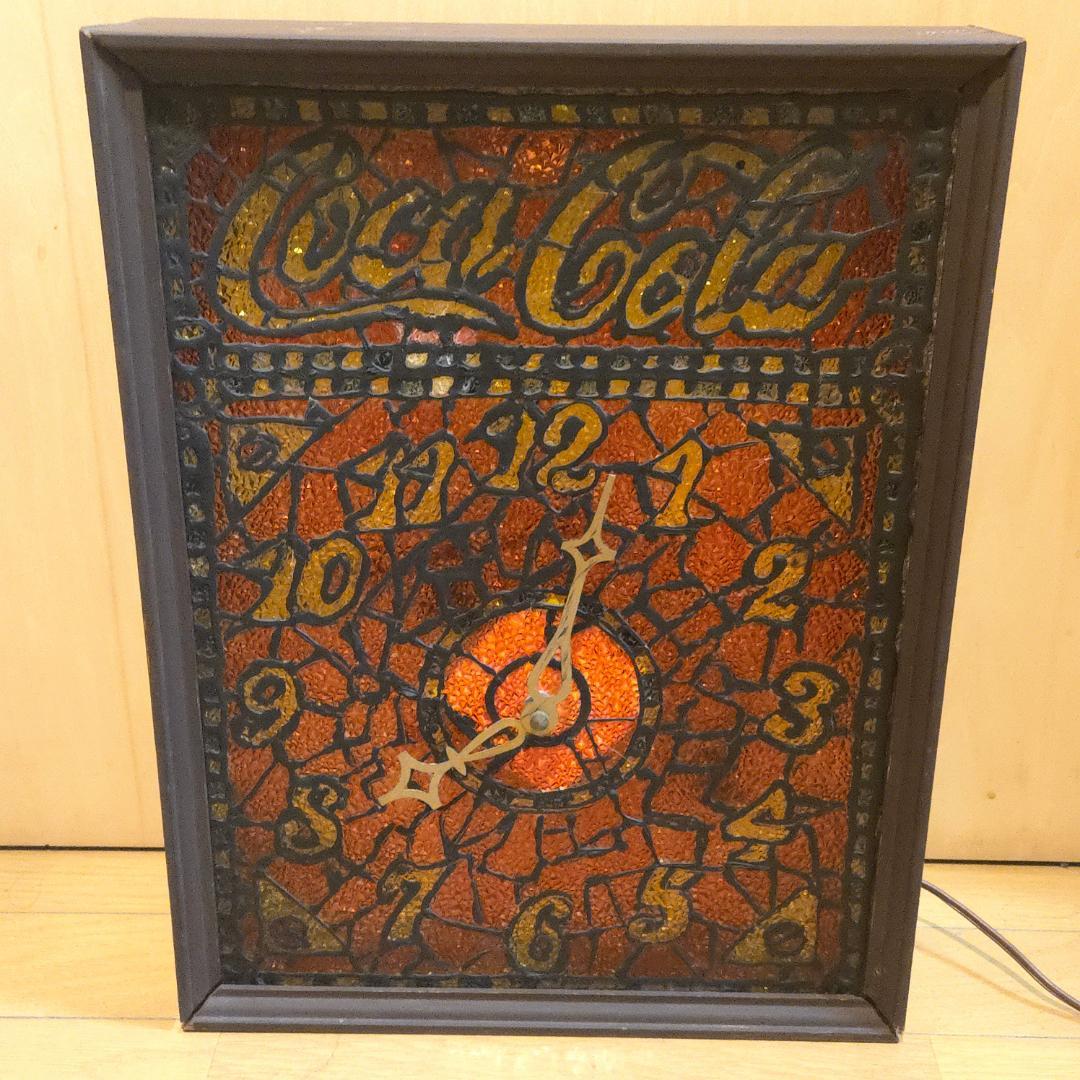 1970年代　コカコーラ　ステンドグラス　アドバタイジング　時計　ライト　看板