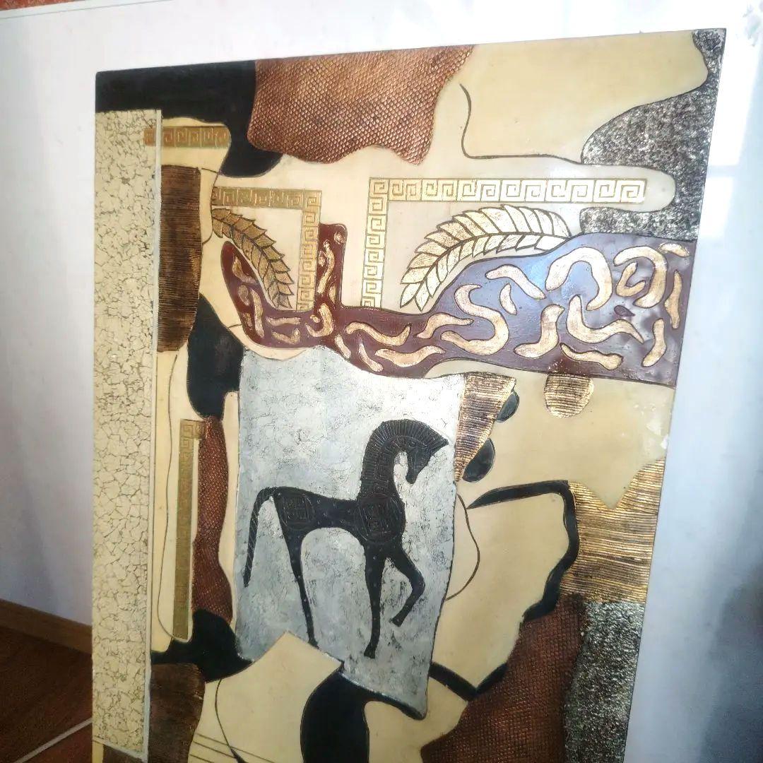 馬デザインオリエンタル彫刻絵　（馬が右向きタイプ）