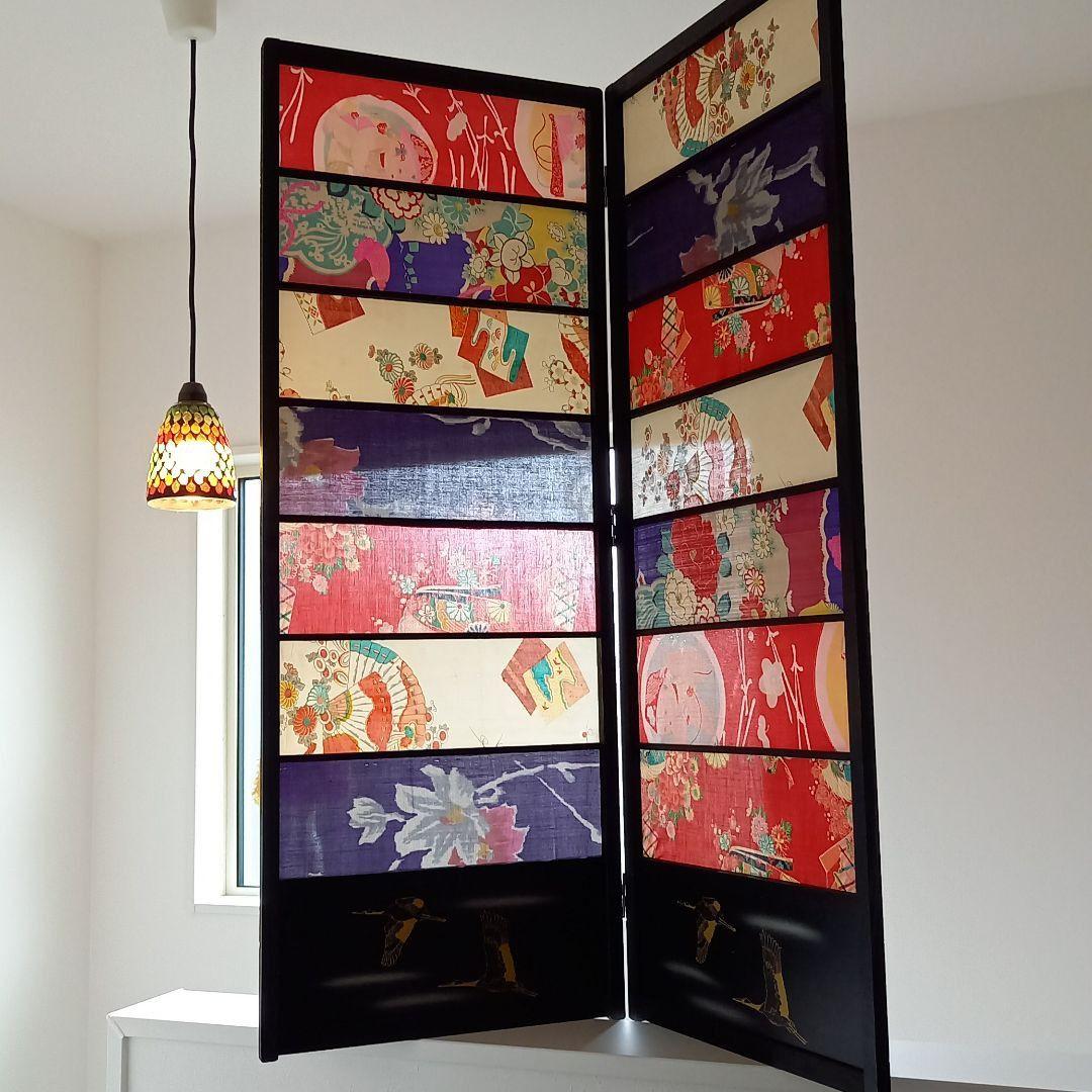 【いいね！不要】ハンドメイド　リメイク　　大正ロマン　衝立　パーティション　屏風