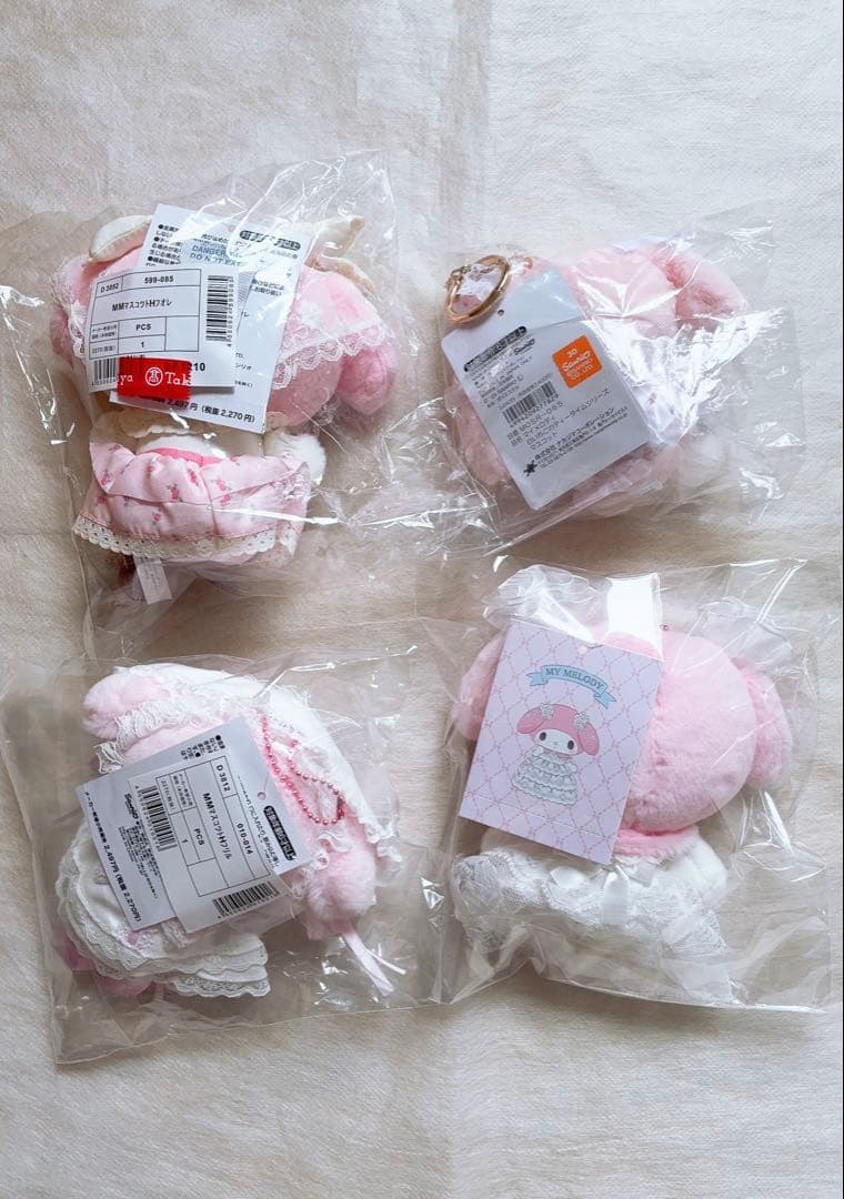 レディマイメロディマスコットホルダーとホワイトフリルデザイン 3点セット