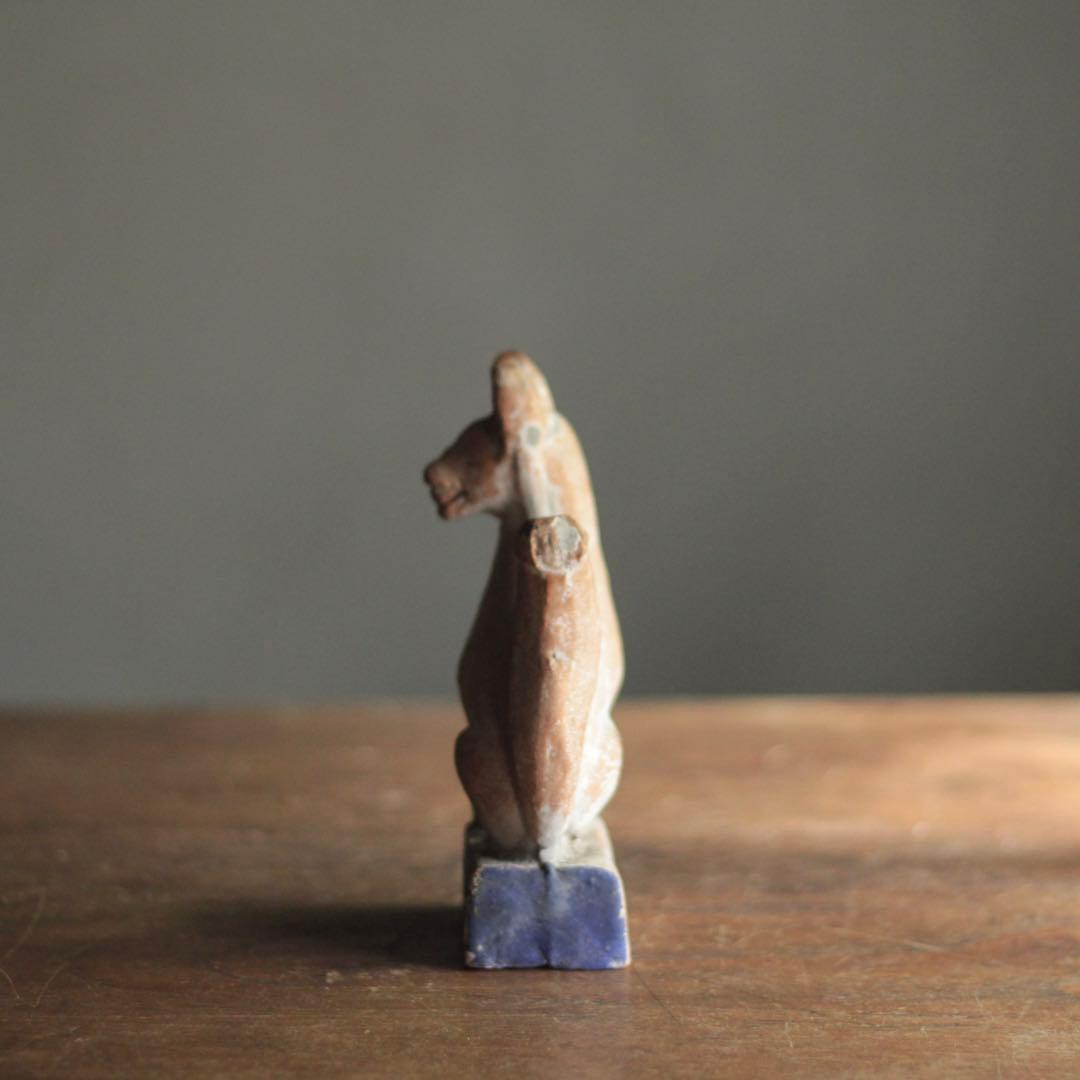 古い 土人形 お稲荷さん 彩色 古道具 アンティーク 古美術 オブジェ 狐