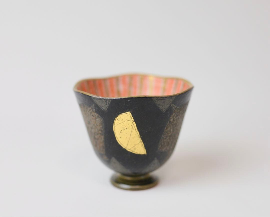 前田正博　色絵梟絵 陶芸 ぐい呑み 茶碗